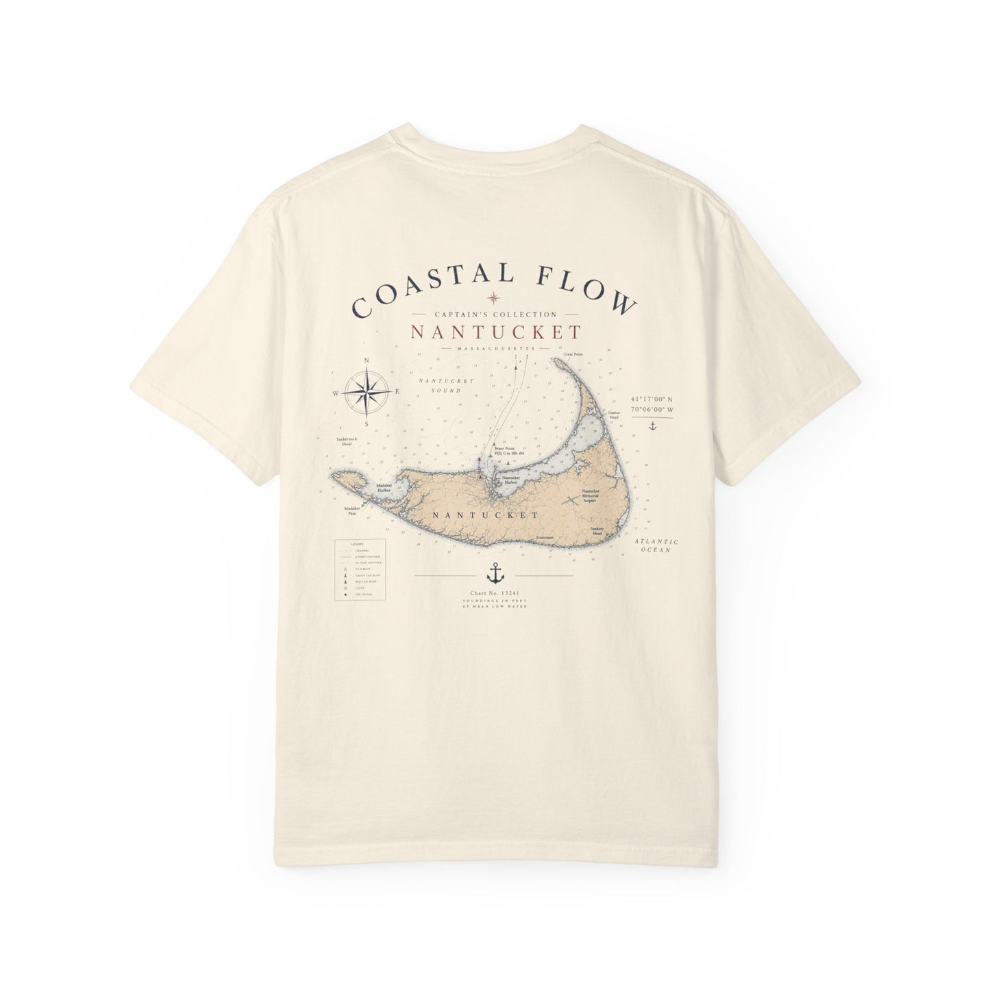 Coastal Flow Nantucket Map T-Shirt