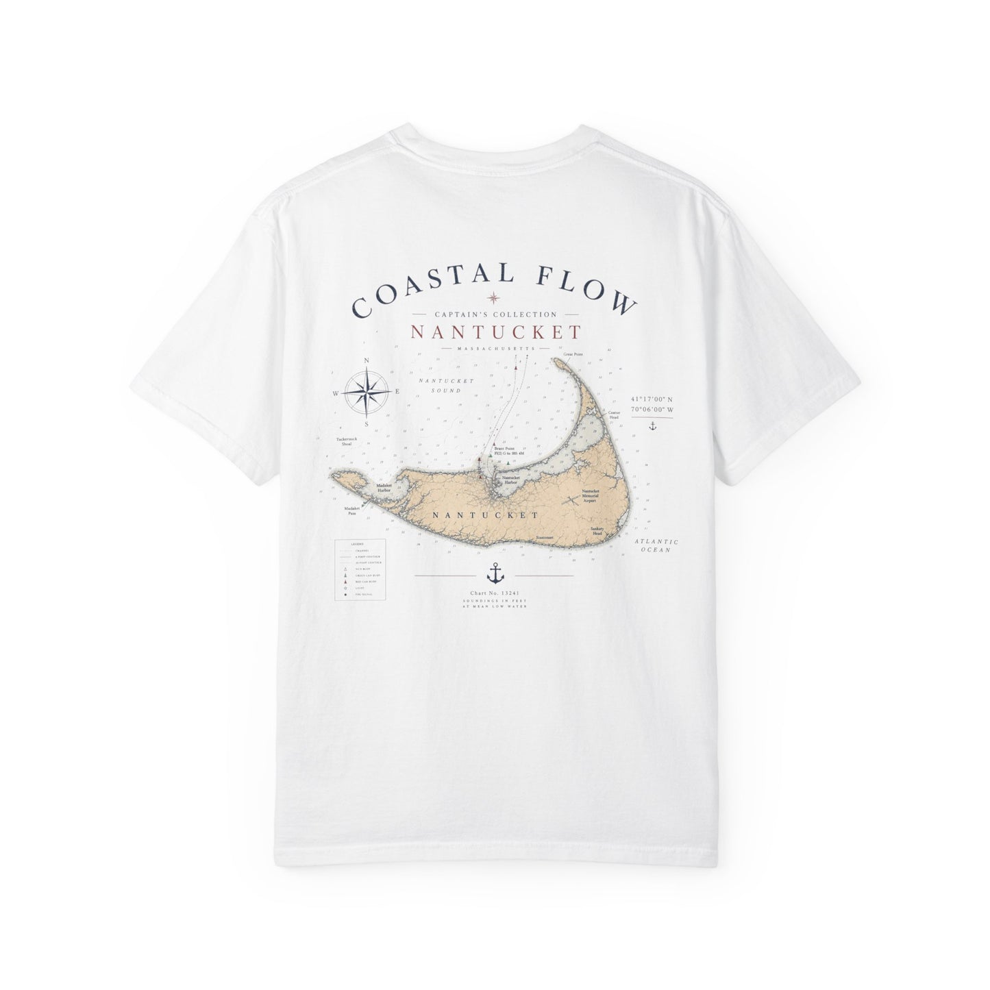 Coastal Flow Nantucket Map T-Shirt